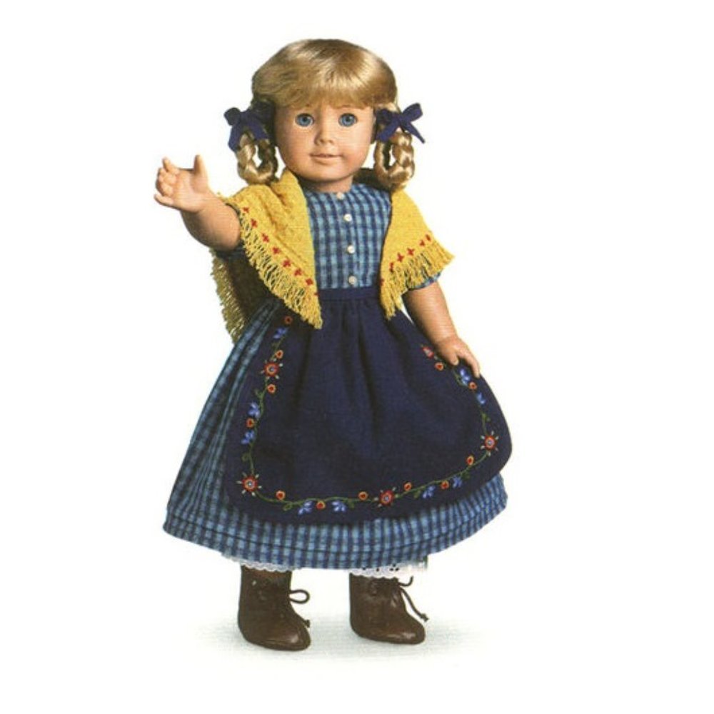 American Girl Kirsten's Blue Checked Dress with Apron